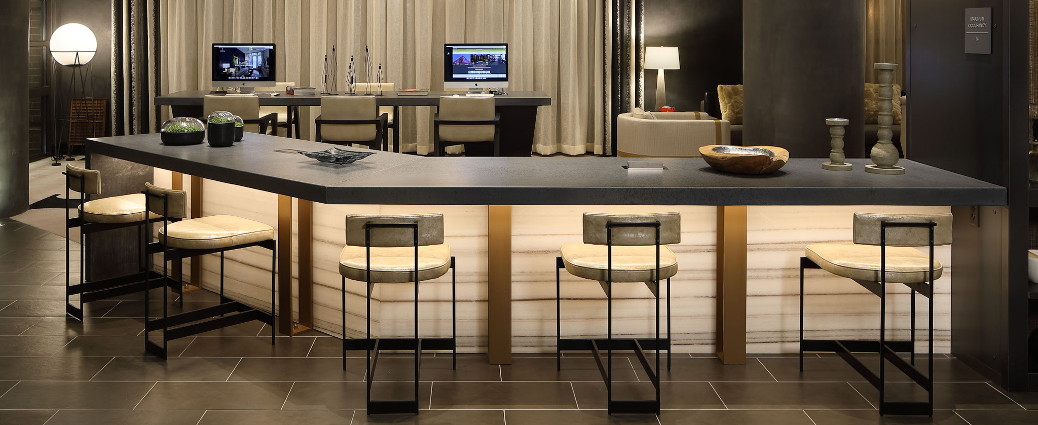 Sleek and modern centerpiece concrete table, by Dylan Myers Design.